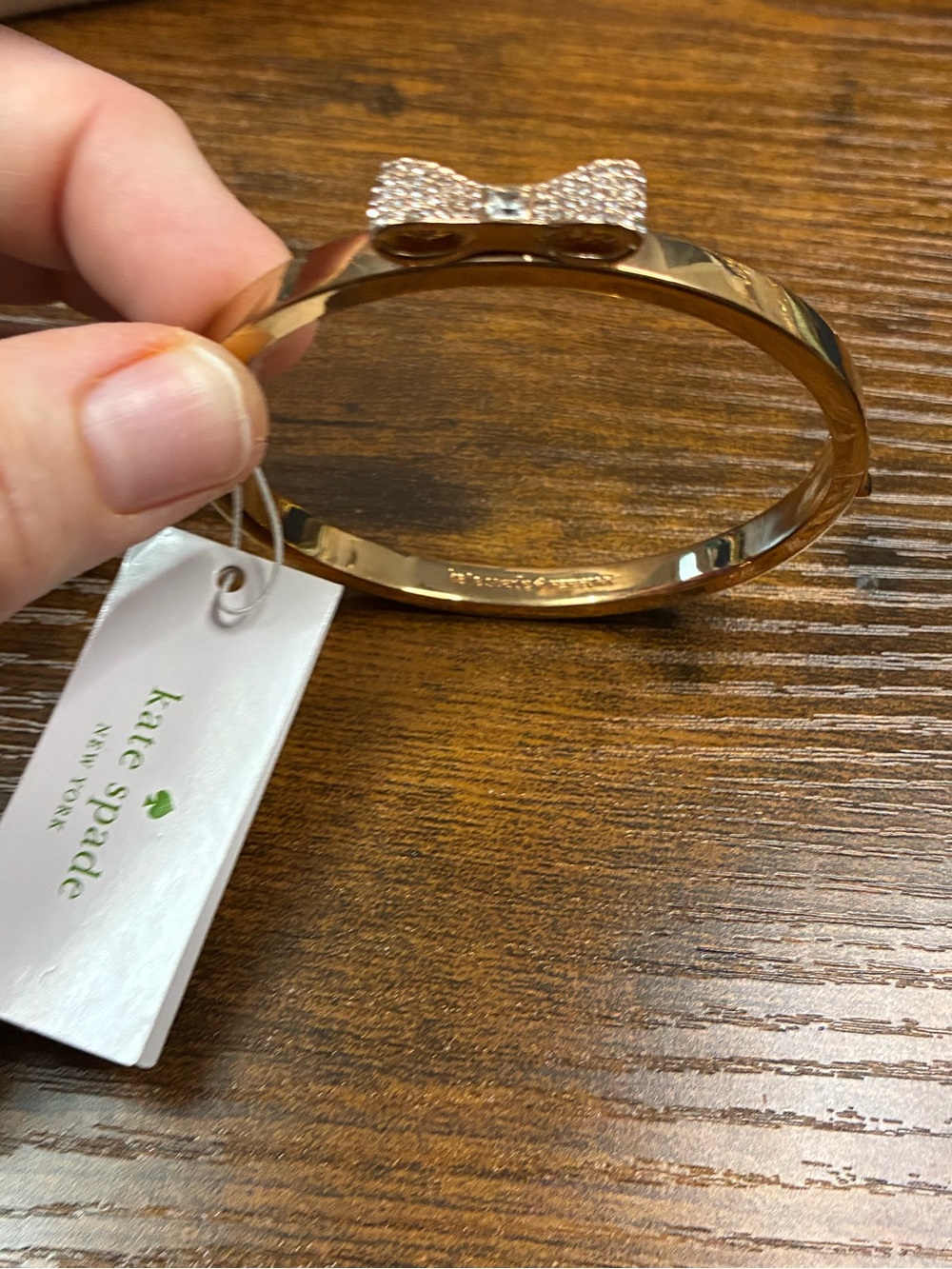 kate spade Gold Crystal Bow Bangle Bracelet